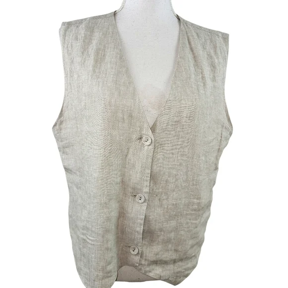 Quince 100% European Linen Button Down Vest In L - Picture 6 of 10